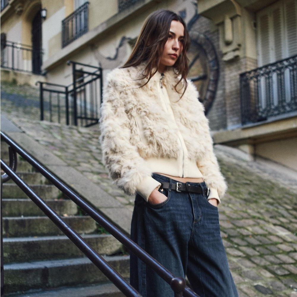 ZARA FAUX FUR BOMBER JACKET - Picture 2 of 11